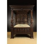 A Magnificent 17th Century & Later Carved & Inlaid Bed Full Tester Bed incorporating early elements.