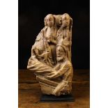 A 15th Century Nottingham Alabaster Fragment Carving; 'The entombment of Christ',