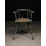 An Uncommon 19th Century Child's High Chair with original green paint-work.