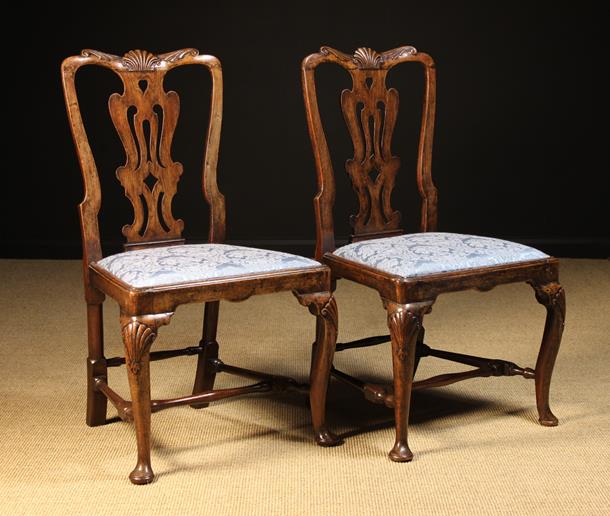 A Pair of Georgian Walnut Side Chairs.