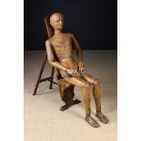 A Fabulous Mid 19th Century Treen Life-Sized Artist's Mannequin or Lay model carved from pine,