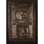 A Fine 16th Century Carved Oak Panel with a Romayne portrait depicting a profiled head of a