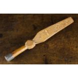 A Charming 18th Century Chip Carved Boxwood Knitting Sheath, possibly a child's.