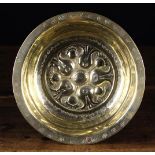 A Fine 16th Century Brass Repoussé Alms Dish.