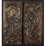 Two English 16th Century Carved Oak Panels;