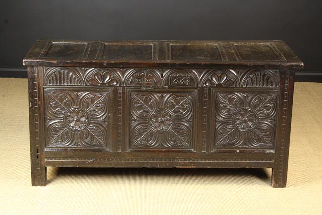 A 17th Century Carved Oak Coffer dated 1 - Image 2 of 2