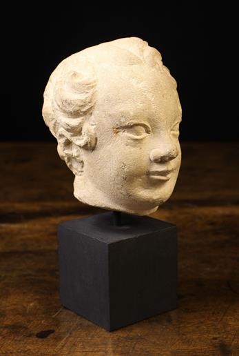 A Small 17th Century Carved Stone Head, - Image 2 of 2