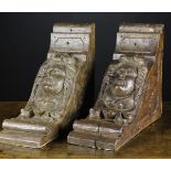 A Pair of Large 17th Century Oak Corbels