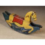 A Vintage Painted Pine Rocking Horse wit