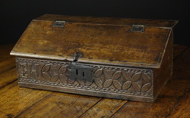 An Early 18th Century Boarded Oak Desk Box.