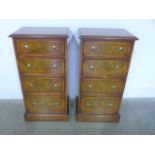 A pair of new Georgian style chests of four long graduated drawers raised on plinth bases - Height