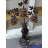 A modern three branch figural lamp - Height 85cm