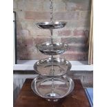 A silver plated 4 tier cake stand - Height 66cm