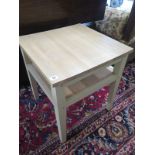 A shaker style modern side table with an oak top and painted base - Height 55cm