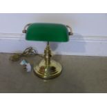 A Bankers style brass desk lamp Condition report: Tested and working