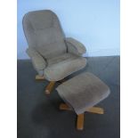 A fabric upholstered reclining chair and footstool by Morris Furniture Group