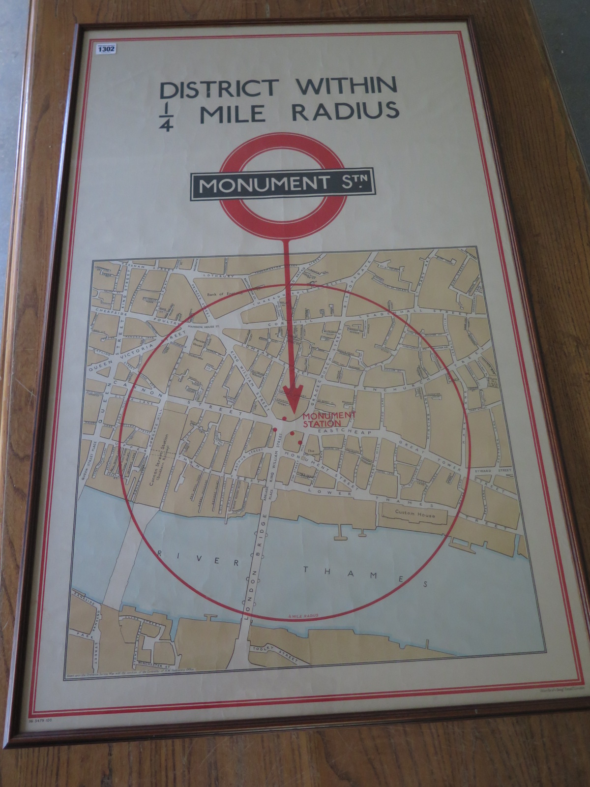 An Underground poster - Monument Station District with 1/4 mile radius - 36-3479-100 Stanfords