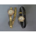 Two 9ct gold cased Ladies watches Condition report: One with broken bracelet strap,