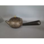 A rare 19th century Gorham & Co sterling silver and iron patinated Sake pot with ebony handle with