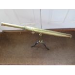 Elliot Bros - Brass telescope on iron tripod stand - 37 inches long in total - requires restoration
