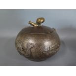 A rare 19th century Gorham & Co sterling silver and iron patinated lidded pot with Japanesque