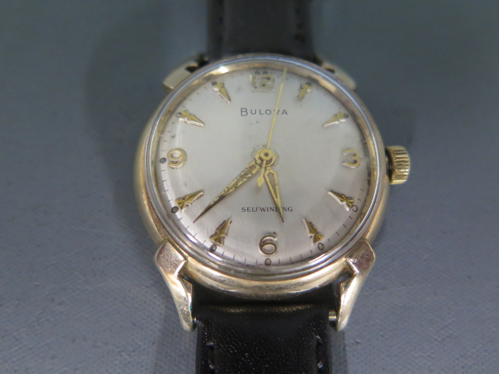 A Bulova gents gold plated cased automatic wristwatch Arabic numerals at 12, 3, 6 & 9, - Image 2 of 3