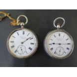 Two silver cased pocket watches J W Benson,