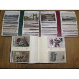 Three albums of vintage postcards,