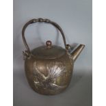 A rare 19th century Gorham & Co sterling silver and iron patinated teapot with Japanesque