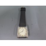 A Longines gents wristwatch, rectangular with oval shaped dial,