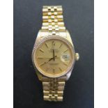 A Rolex 18ct yellow gold wristwatch Oyster Perpetual Datejust Superlative Chronometer bracelet