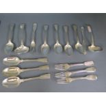 Assorted silver flatware - fifteen pieces assorted years and makers - Weight approx. 26.