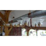 A pair of five branch ceiling lights - Width 50cm x Height 45cm - as new condition