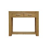 A new oak two drawer console table - Width 90cm x Depth 30cm x Height 75cm