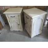 A pair of shabby chic bedside chests - Height 71cm x 46cm x Width 38cm