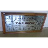 A wooden framed advertising mirror for T & F Roper, 77 Northgate,