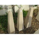 A set of three limestone obelisks - 60cm x 16cm x 16cm