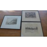 Two Oliver Rae signed etchings Kings Bridge Cambridge,