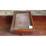 A small mahogany counter top cabinet with drawer - Height 13cm x 20cm x 26cm deep
