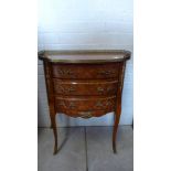 A French ormolu mounted parquetry three drawer occasional table - Width 61cm x Height 72cm