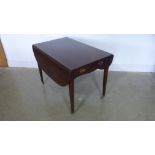 A Georgian mahogany drop flap Pembroke table with two frieze drawers - Height 70cm x 120cm x 100cm