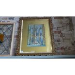 A framed and glazed watercolour - Nuremberg Cathedral - signed H.