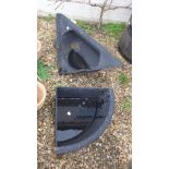 Two cast iron corner feeders ideal for planting up - 93cm and 68cm wide