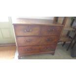 A Georgian mahogany chest with two short over two long drawers - Height 91cm x 101cm x 51cm
