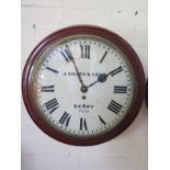 Of Railway Interest - Late 19th century mahogany case dial timepiece - 13 inch dial - fusee