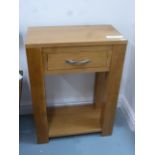 An ex display oak telephone table - Width 56cm x Depth 30cm x Height 75cm