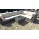 A Bramblecrest Rio corner sofa set with cushions and a coffee table