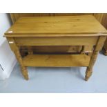 A Victorian stripped pine washstand with under shelf - Height 74cm x Width 90cm