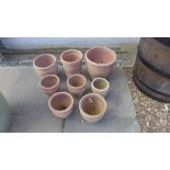 Eight assorted terracotta pots