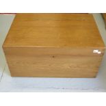 A Victorian stripped pine box of low form,